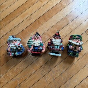 VTG 90s Crinkle Claus Possible Dream Santa Claus Christmas Figurines Lot of 4